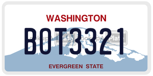 BOT3321 license plate in Washington