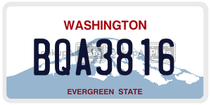 BQA3816 license plate in Washington