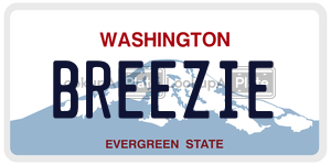 BREEZIE license plate in Washington