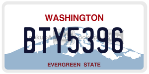 BTY5396  license plate in WA