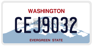 CEJ9032 license plate in Washington