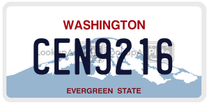 CEN9216  license plate in WA