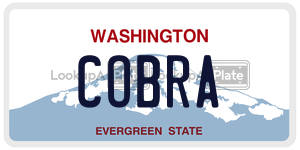 COBRA  license plate in WA