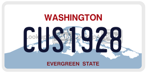 CUS1928  license plate in WA