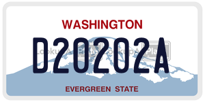 D20202A license plate in Washington