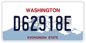 D62918E license plate in Washington