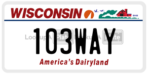 103WAY license plate in Wisconsin