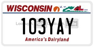 103YAY  license plate in WI