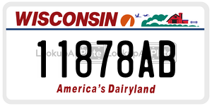 11878AB  license plate in WI