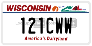 121CWW  license plate in WI