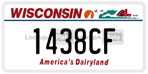1438CF  license plate in WI