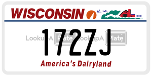 172ZJ  license plate in WI