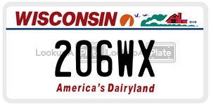 206WX  license plate in WI