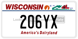 206YX  license plate in WI