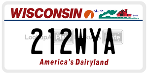 212WYA  license plate in WI
