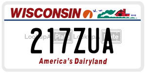 217ZUA  license plate in WI