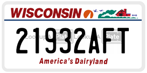 21932AFT  license plate in WI