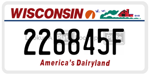 226845F  license plate in WI