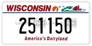 251150  license plate in WI