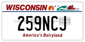 259NCJ  license plate in WI