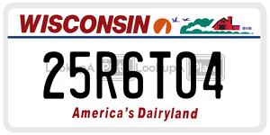 25R6T04  license plate in WI