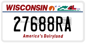 27688RA  license plate in WI