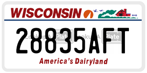 28835AFT  license plate in WI