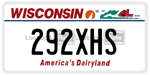 292XHS  license plate in WI