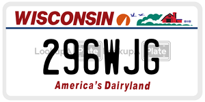 296WJG  license plate in WI