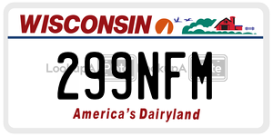 299NFM  license plate in WI