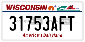 31753AFT  license plate in WI
