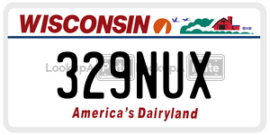 329NUX  license plate in WI