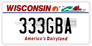 333GBA  license plate in WI