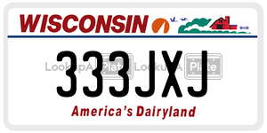 333JXJ  license plate in WI