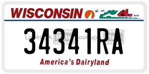 34341RA  license plate in WI