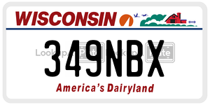 349NBX  license plate in WI