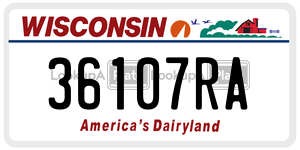 36107RA  license plate in WI