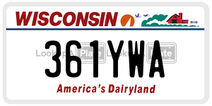 361YWA  license plate in WI