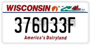 376033F  license plate in WI