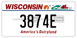 3874E  license plate in WI