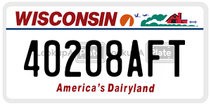 40208AFT  license plate in WI