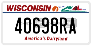 40698RA  license plate in WI