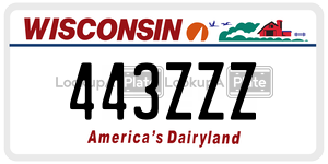 443ZZZ  license plate in WI