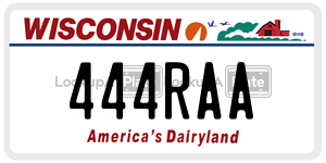 444RAA  license plate in WI