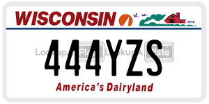 444YZS  license plate in WI