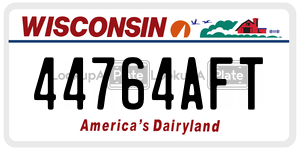 44764AFT  license plate in WI
