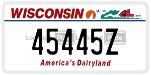 45445Z  license plate in WI