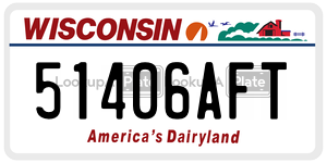 51406AFT  license plate in WI