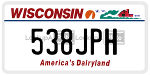 538JPH  license plate in WI