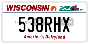 538RHX license plate in Wisconsin
